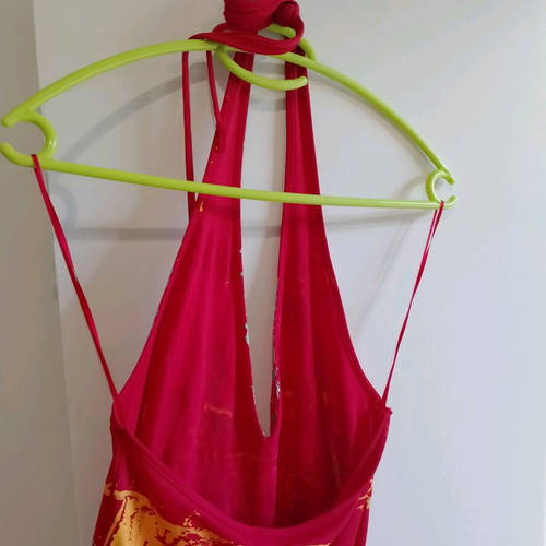 Andy Warhol red dress like new with orange and silver designs