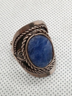 Open size ring sodalite blue handmade white metal like new