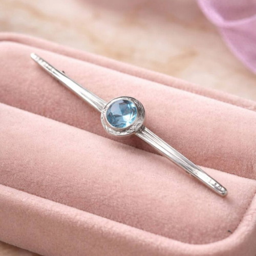 Vintage Atelier handmade silver 925 brooch with blue stone used