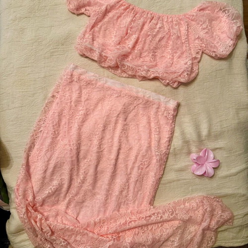 Crop blouse and maxi skirt set new, pink, unworn