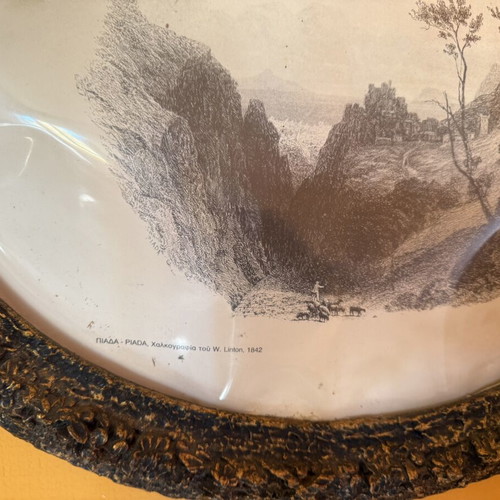 Vintage oval frame with used reproduction of W. Linton's 1842 chalcography Piada