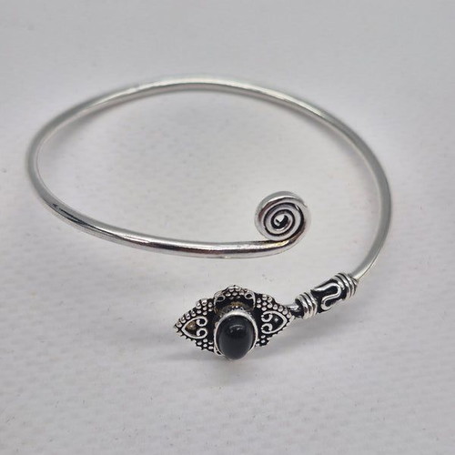 Black Tourmaline Silver Plated Adjustable Bracelet new