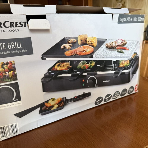 SilverCrest Raclette Grill for 8 people with stone and grill plate 1300W