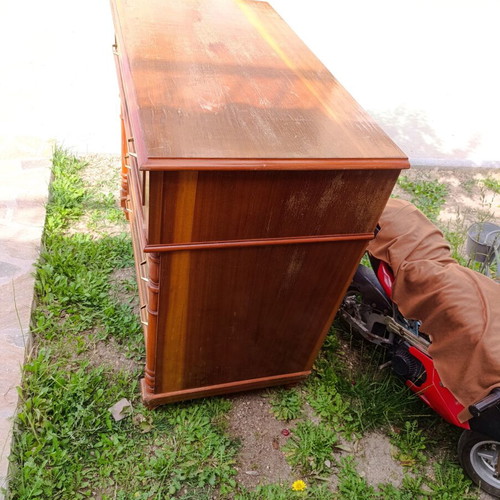 Vintage wooden dresser with 4 drawers used, 1970s