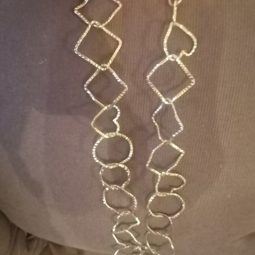 Necklace with circles, squares and hearts, like new