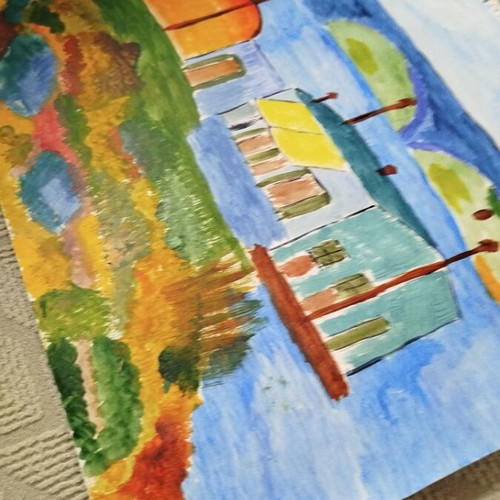 Acrylic painting handmade on paper without frame like new