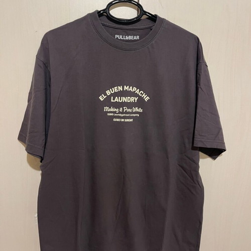 Pull&Bear T Shirt Medium New Dark Gray With Brown Print