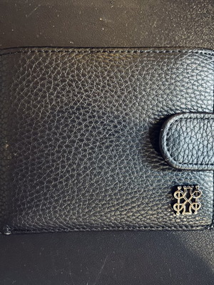 KEM leather men's wallet used, black, with card slots and coin zipper