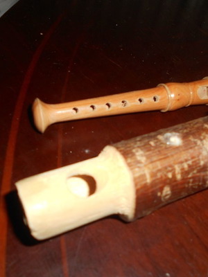 Whistle toys used, 2 wooden pieces