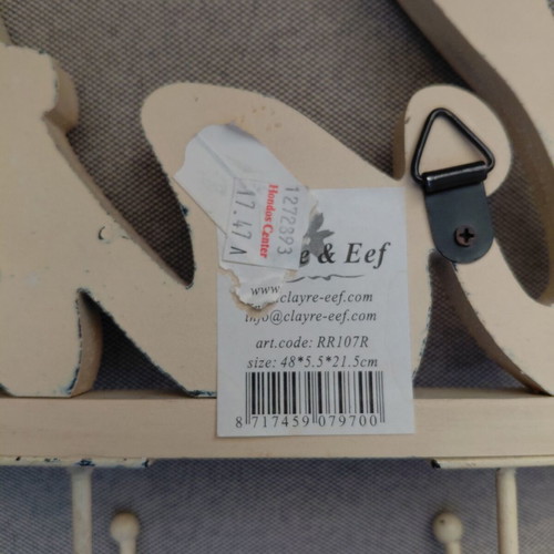 Cottage bathroom hanger Clayre &Eef new, cream color, wooden
