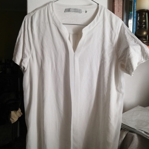 Bianca white blouse size L 40 chiffon front, cotton back, like new