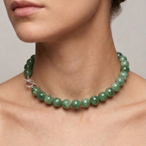Choker necklace with semi-precious stones new, green