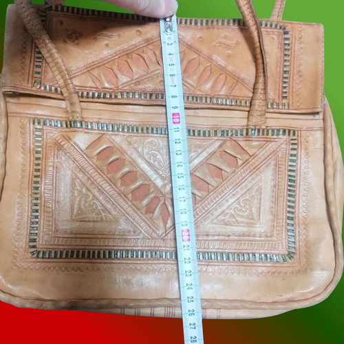 Leather Bag Used Vintage 70s Handmade Moroccan Ethnic