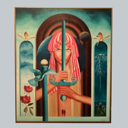 KARMA (1996) Large Oil Painting by Nikos Minas New