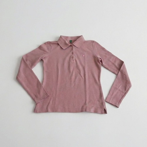 Benetton Long Sleeve Polo Shirt like new, pink, size Small