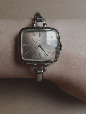 Regency wristwatch used, 17 jewels, silver, bracelet strap, not working
