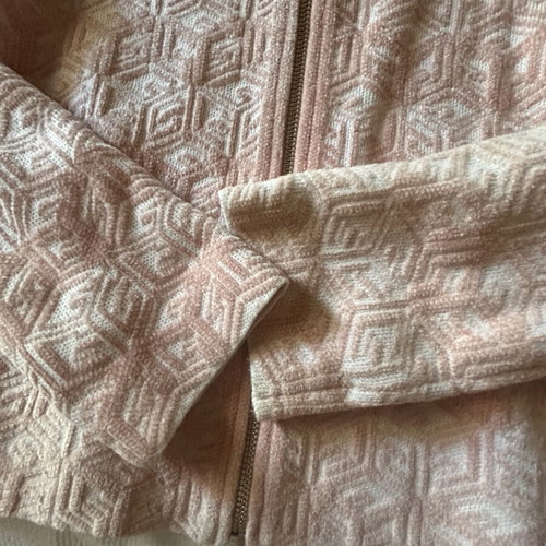 Guess velour cardigan, white and pink, XS