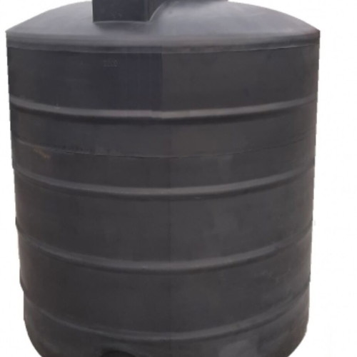 Water tank 2000lt, black plastic, round
