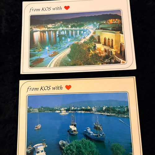 Set of 2 vintage postcards "From Kos with" like new
