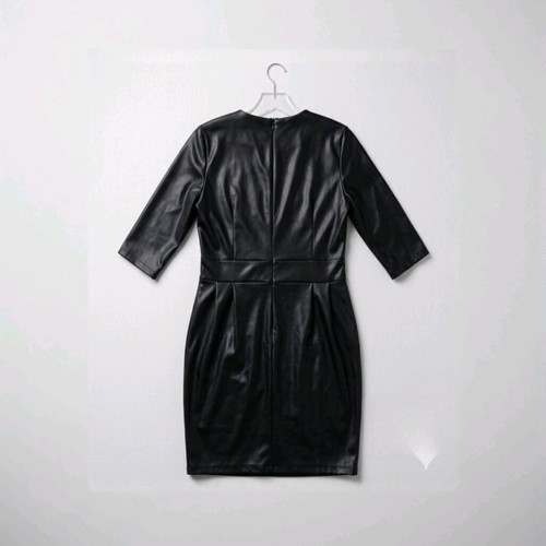 Calambeta leather dress like new, black, short-sleeve