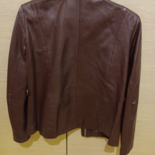 Tassos Mitropoulos vintage women's leather jacket, brown dark chocolate