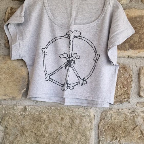 Crop top gray blouse used, lightly worn