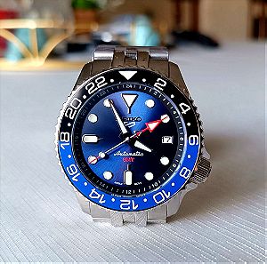 Seiko Mod SSK003 GMT 41mm Silver Blue NH34 Automatic watch
