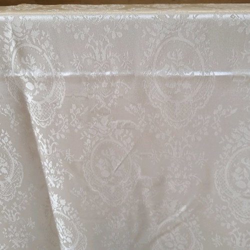 Tablecloth used, beige, cotton satin coated 170x240