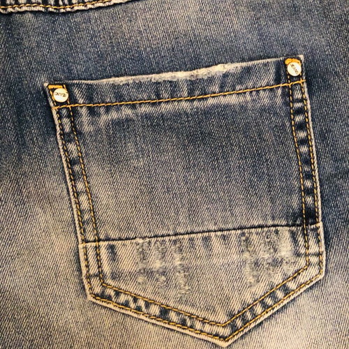 Mymoo jean short with crochet details like new, blue, size M