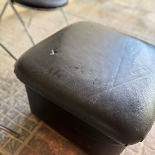 Set of 2 Metal Chairs and Leatherette Ottoman used
