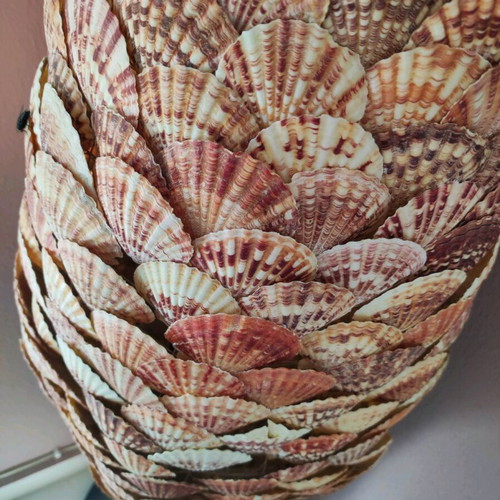 Handmade decorative floor lamp from real shells used