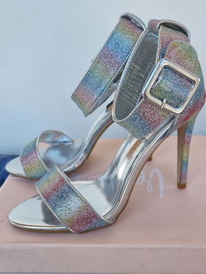 Platform sandals new, multicolor and silver
