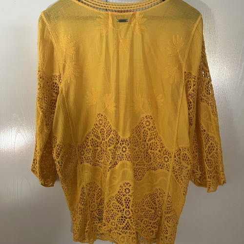Cotton kaftan with embroidery size L-XL new, yellow and orange