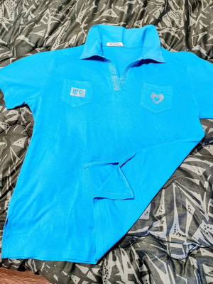 Cupnc Blue Polo Shirt XL New With Crystals