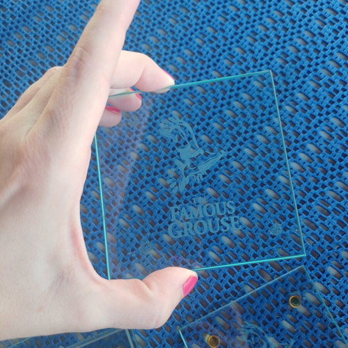 Glass coasters with some minor damage