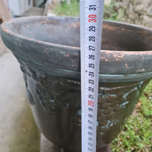 Ceramic planter used with embossed design