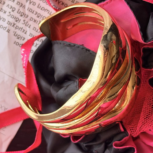 Anna Maria Mazaraki Gold Triple Cuff Bracelet new with packaging