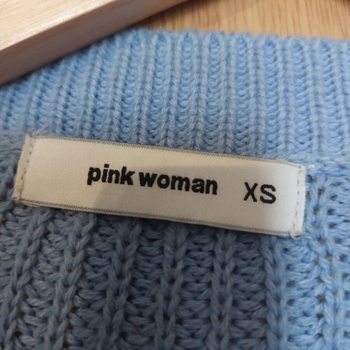Pink Woman knitted sweater like new, size XS, white and turquoise