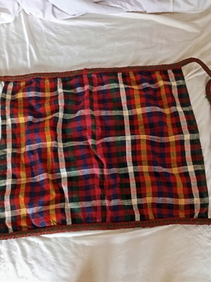 Handwoven woolen cradle used, 47x54 cm