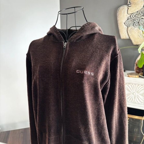 Guess wool women's zip-up jacket Large like new brown