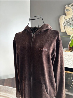 Guess wool women's zip-up jacket Large like new brown