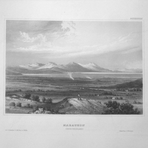 Engraving Meyer 1856 Marathon Plain authentic, like new