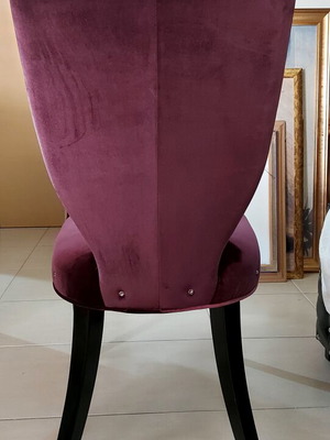 Italian velvet dining chair, purple, black lacquer legs
