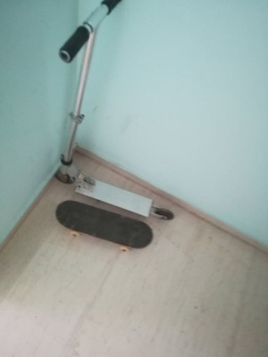 Children's skateboard with aluminum scooter and wooden scooter