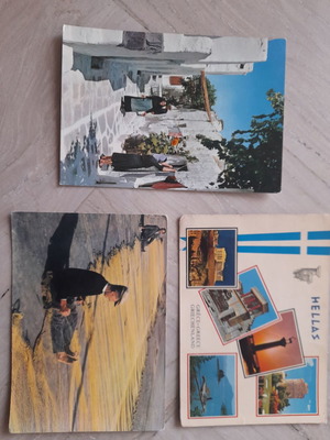 Postcards used, pack of 3, Greece 1970s