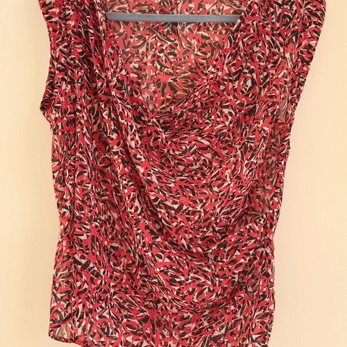 Ikks Women airy blouse size 38 M like new, black and red
