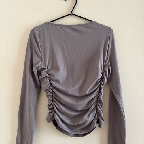 Grey top with side ruching used, size M