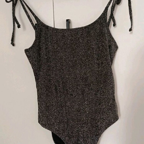 Mango silver bodysuit used with open back size S
