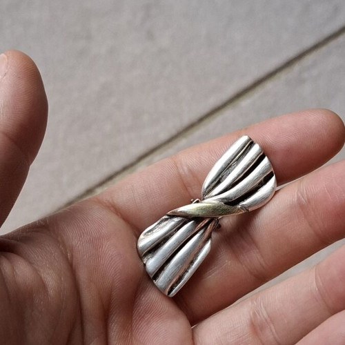 Vintage bow earrings silver 925 and 14K gold 585 used