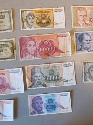 Lot of 11 used Yugoslavian banknotes